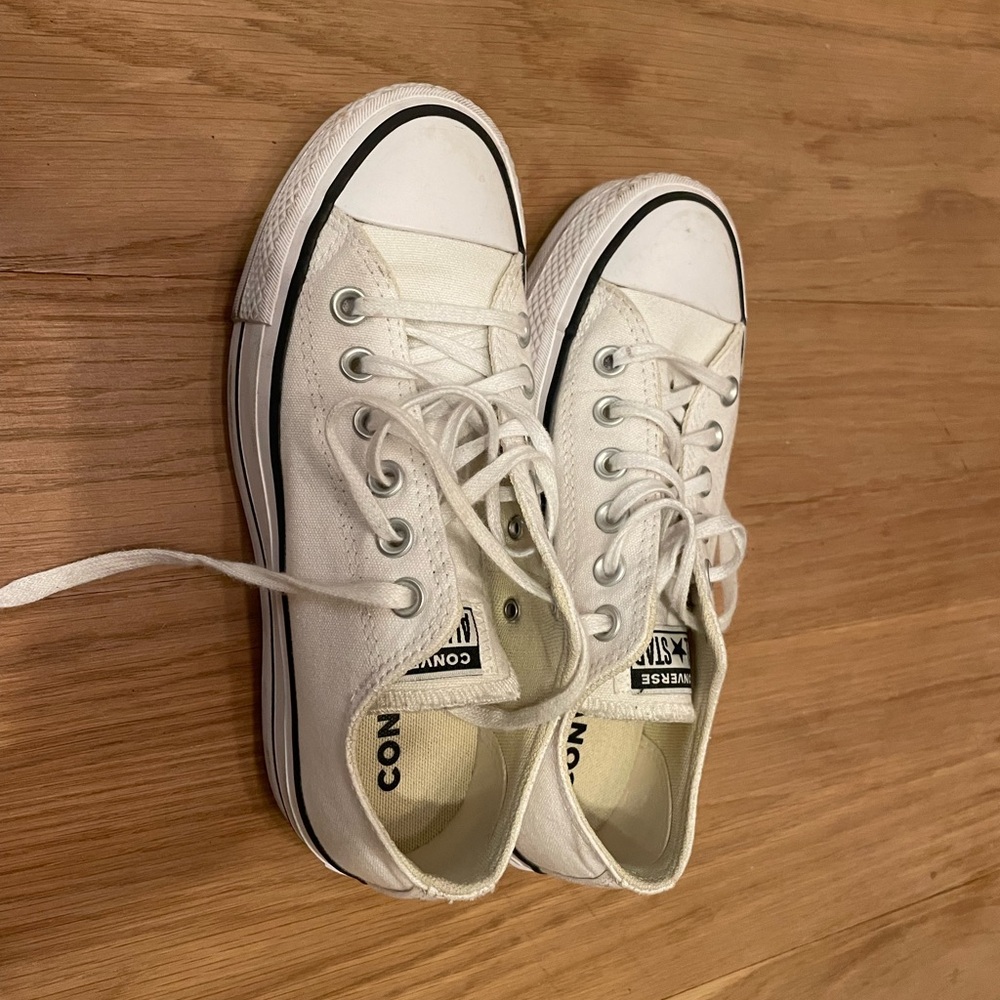 Converse All Star Classic White Canvas Platform Sneakers - Picture 4 of 4